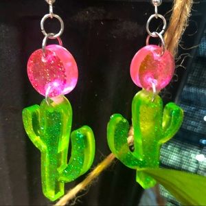 Handmade Cactus dangle earrings
